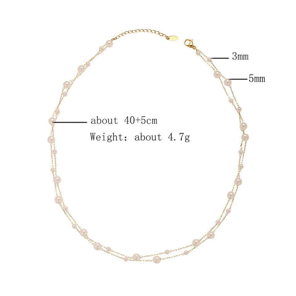 ZAKOL Stainless Steel Temperament Pearl Chain Choker Necklace for