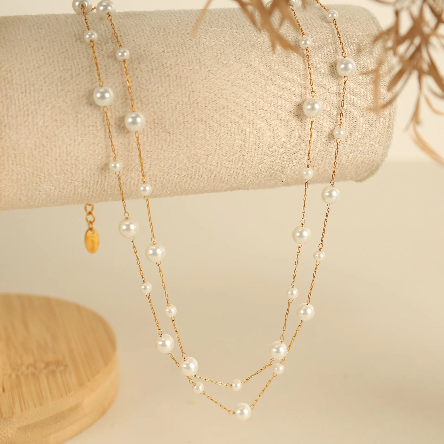 ZAKOL Stainless Steel Temperament Pearl Chain Choker Necklace for